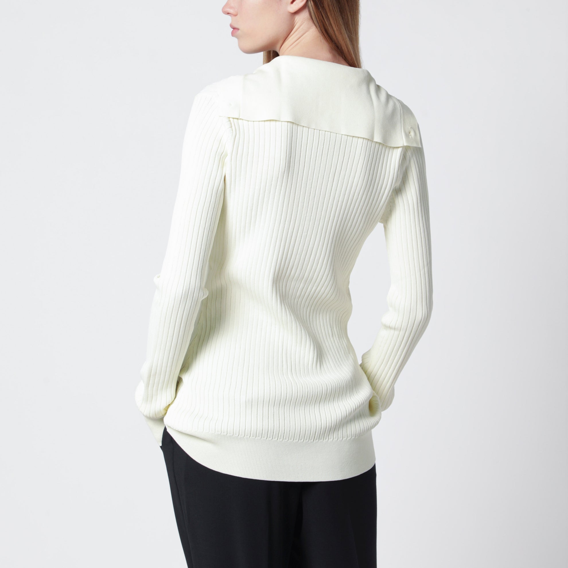 White high-neck Henley top