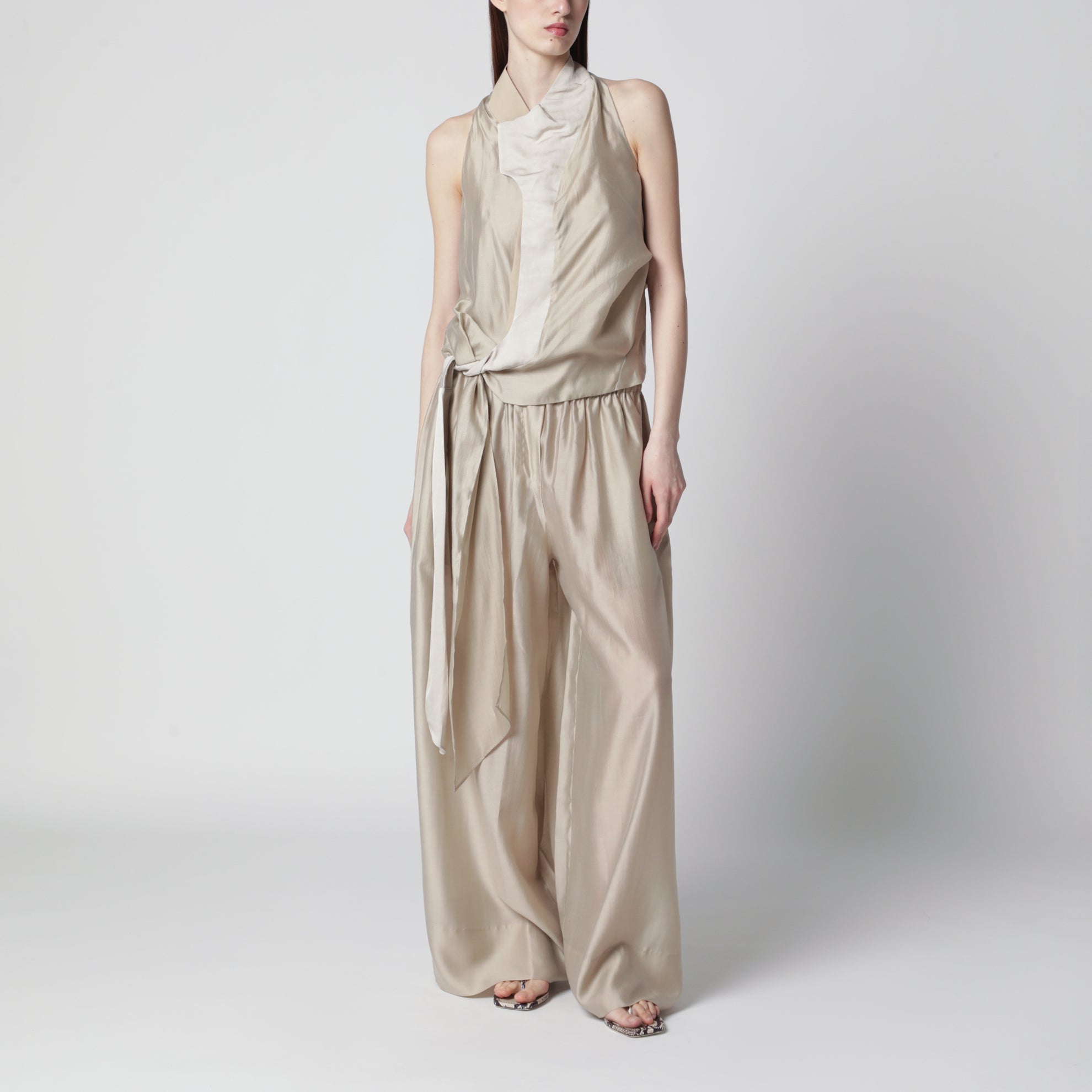 Flowing champagne-colored top