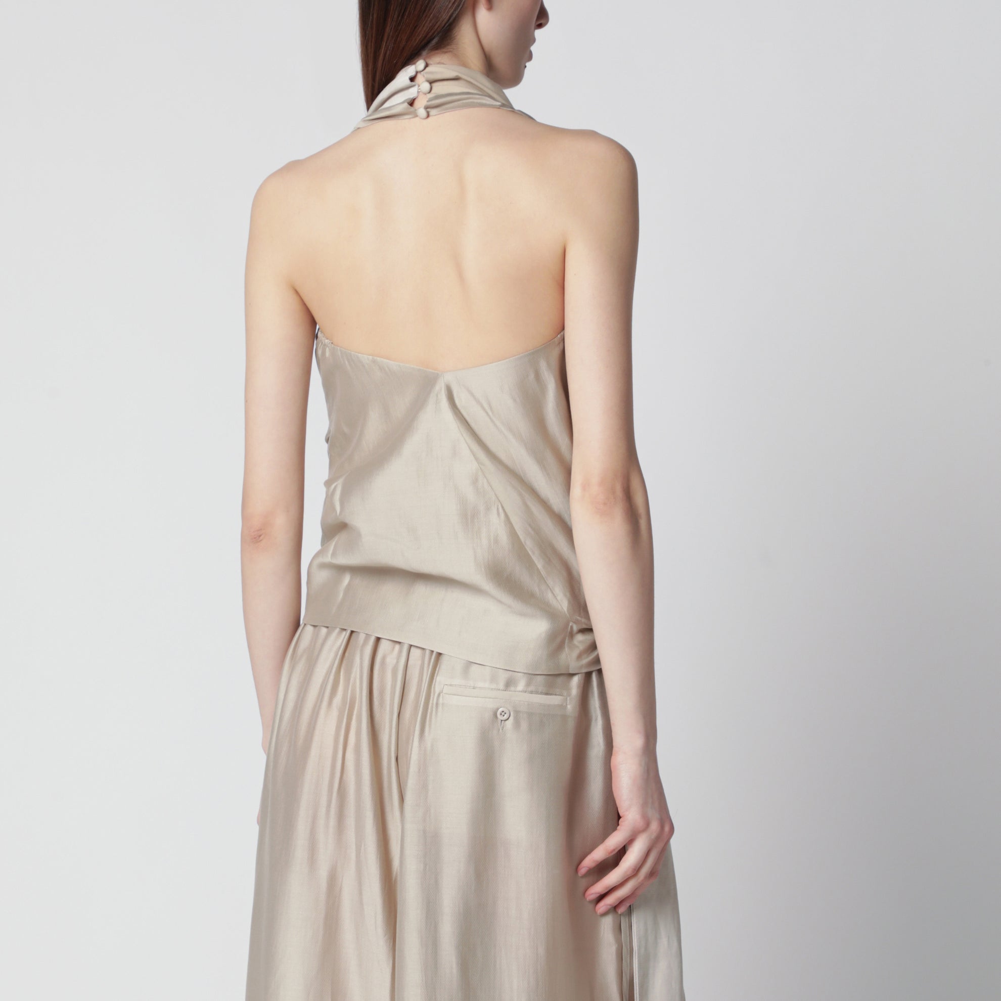 Flowing champagne-colored top