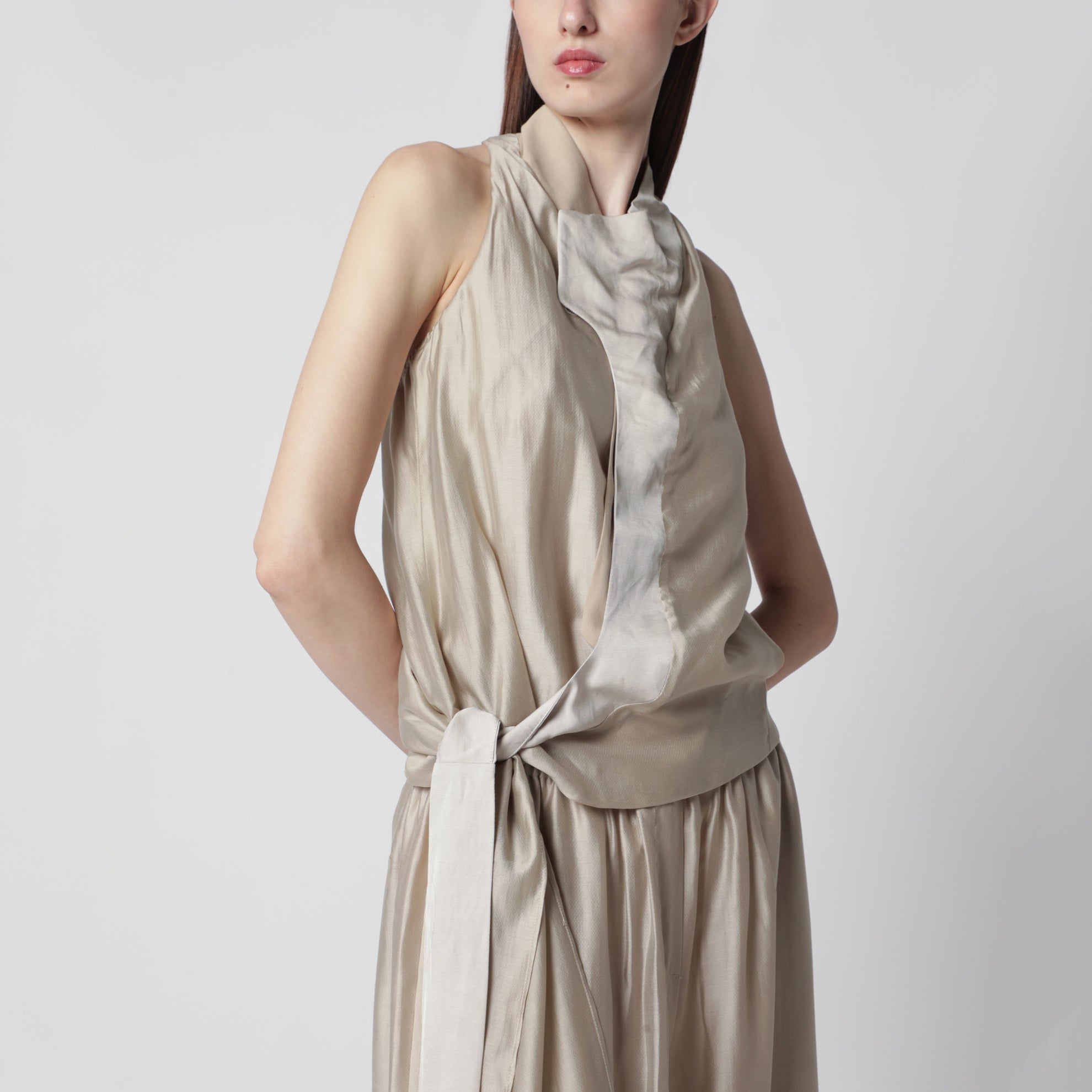 Flowing champagne-colored top