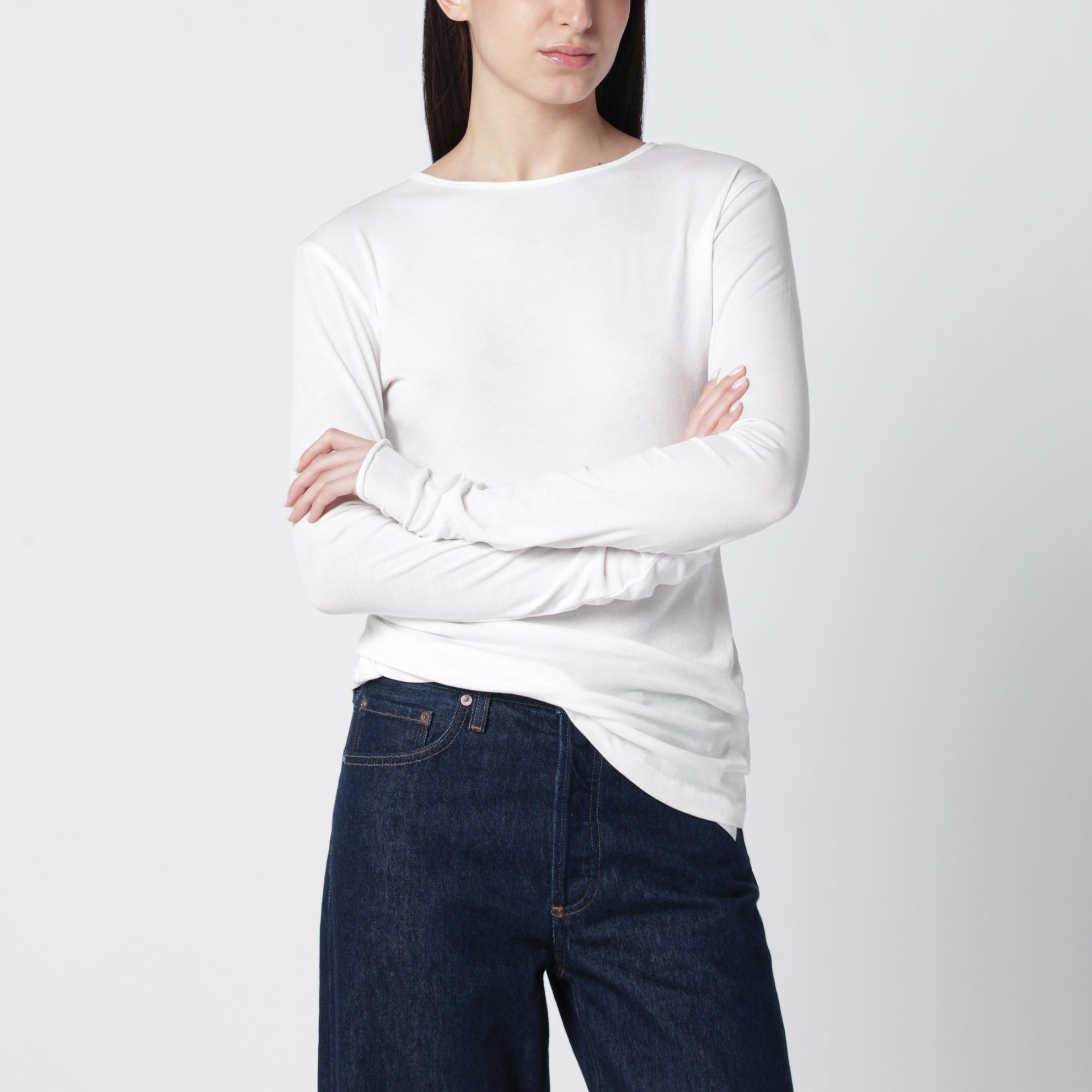 Pull blanc vintage en mélange de coton