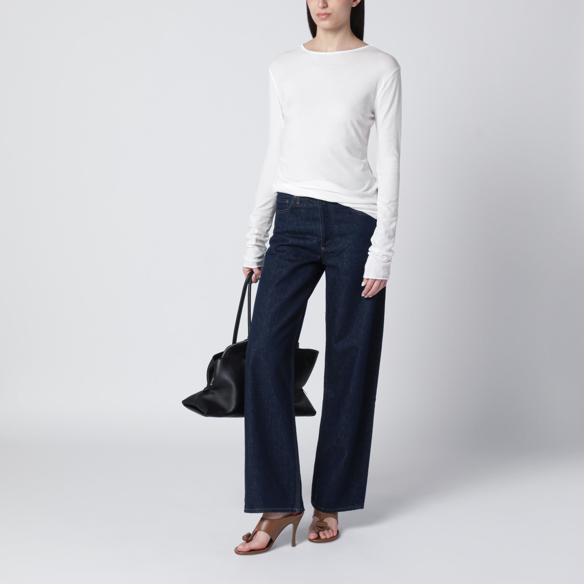 Pull blanc vintage en mélange de coton