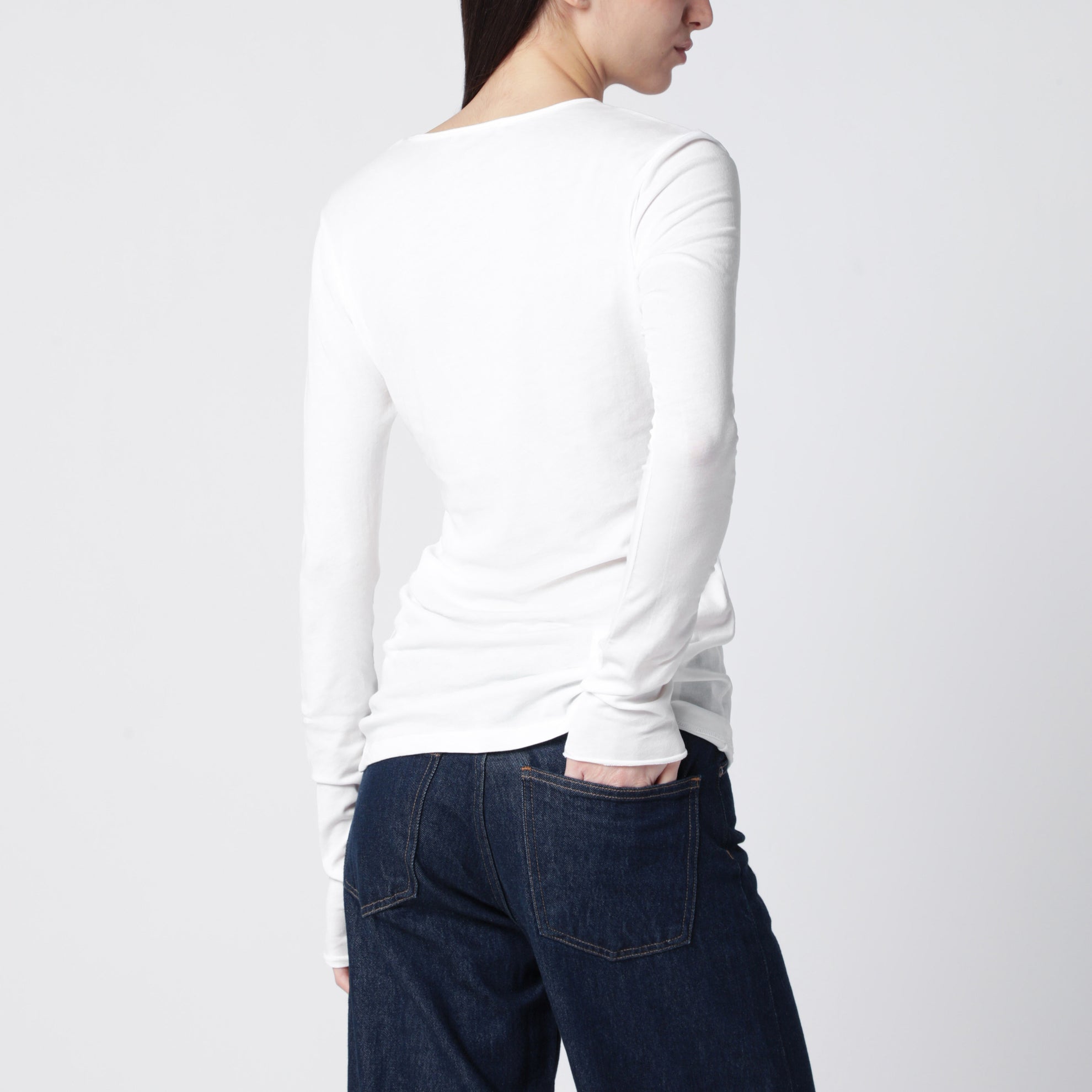 Pull blanc vintage en mélange de coton