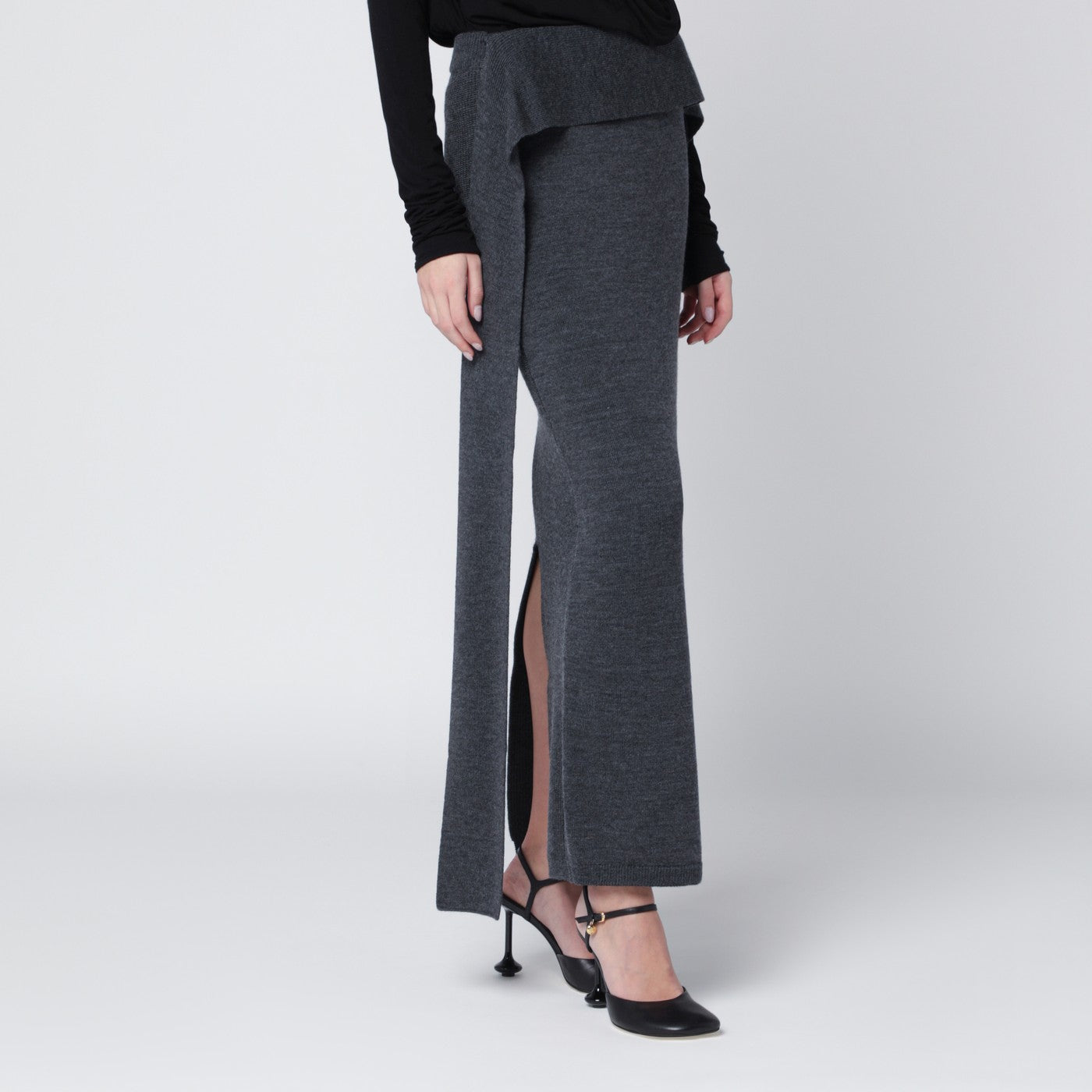 Long grey wool skirt