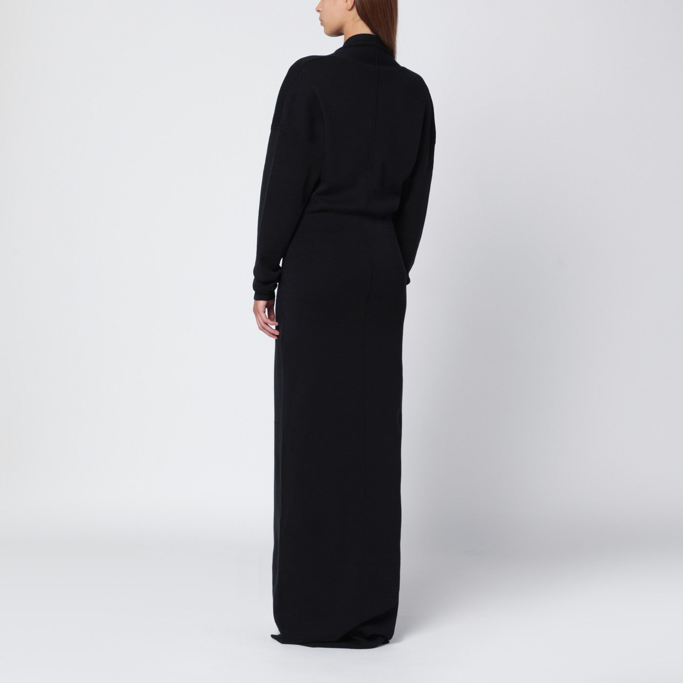 Black long dress with wide neckline