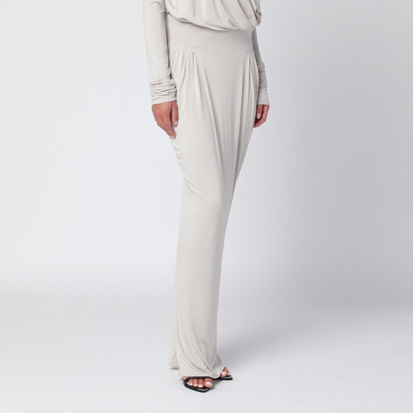 Jupe longue drapée ivoire