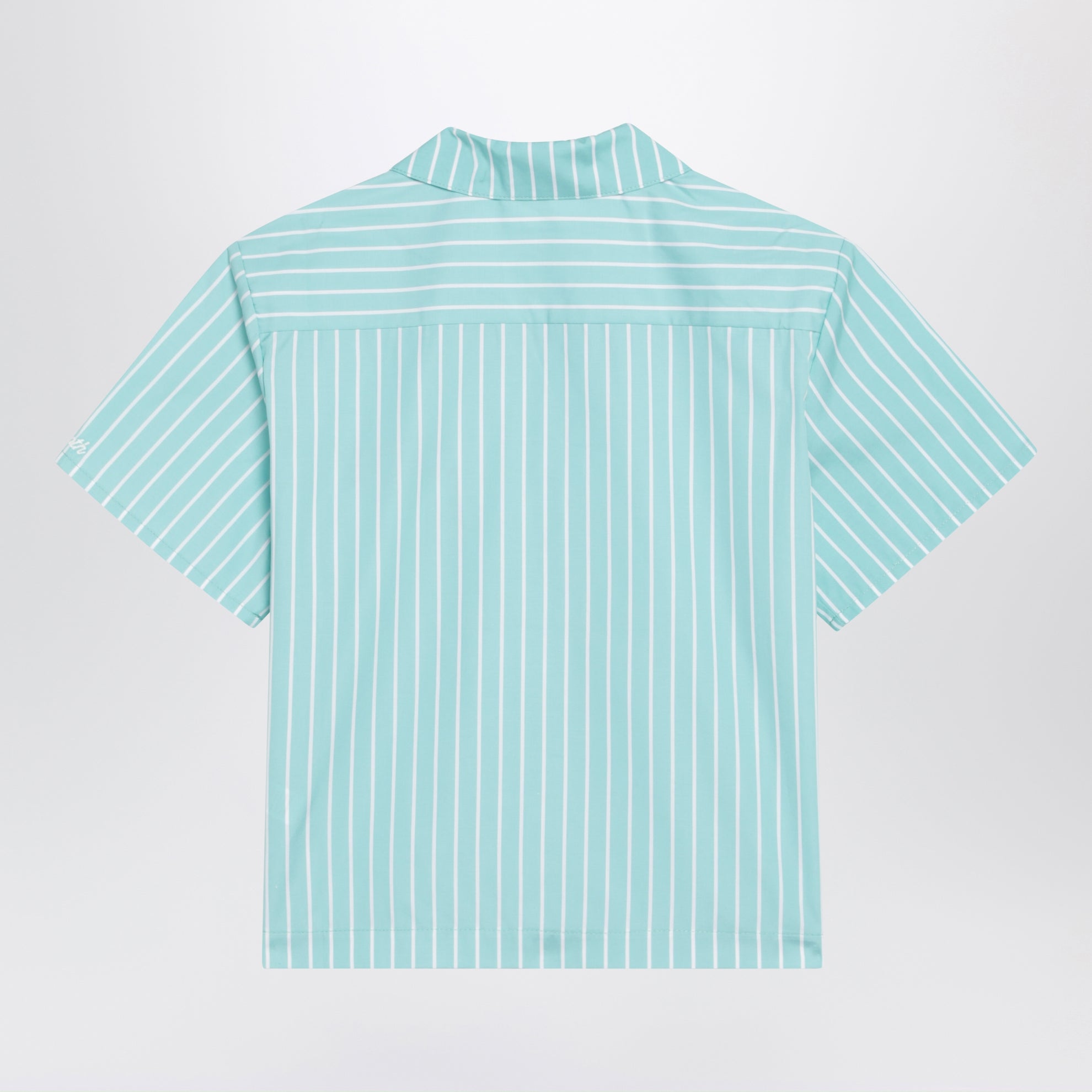 Camicia verde acqua a righe in cotone