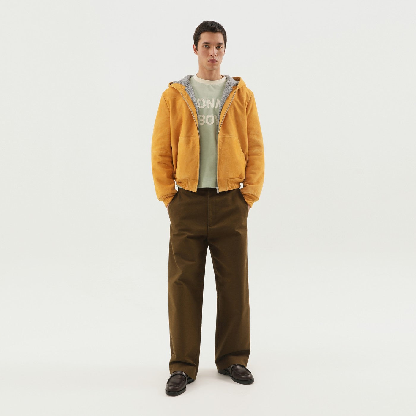 Olive green straight leg cotton pants