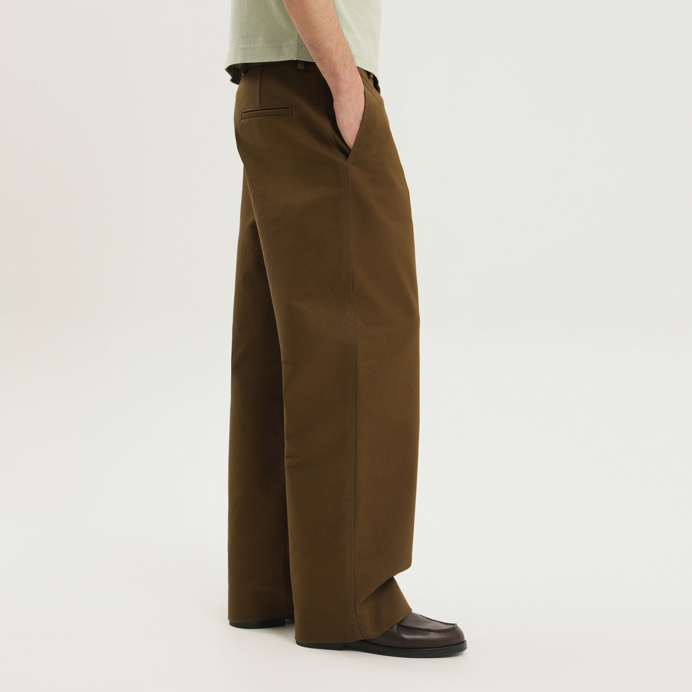 Olive green straight leg cotton pants