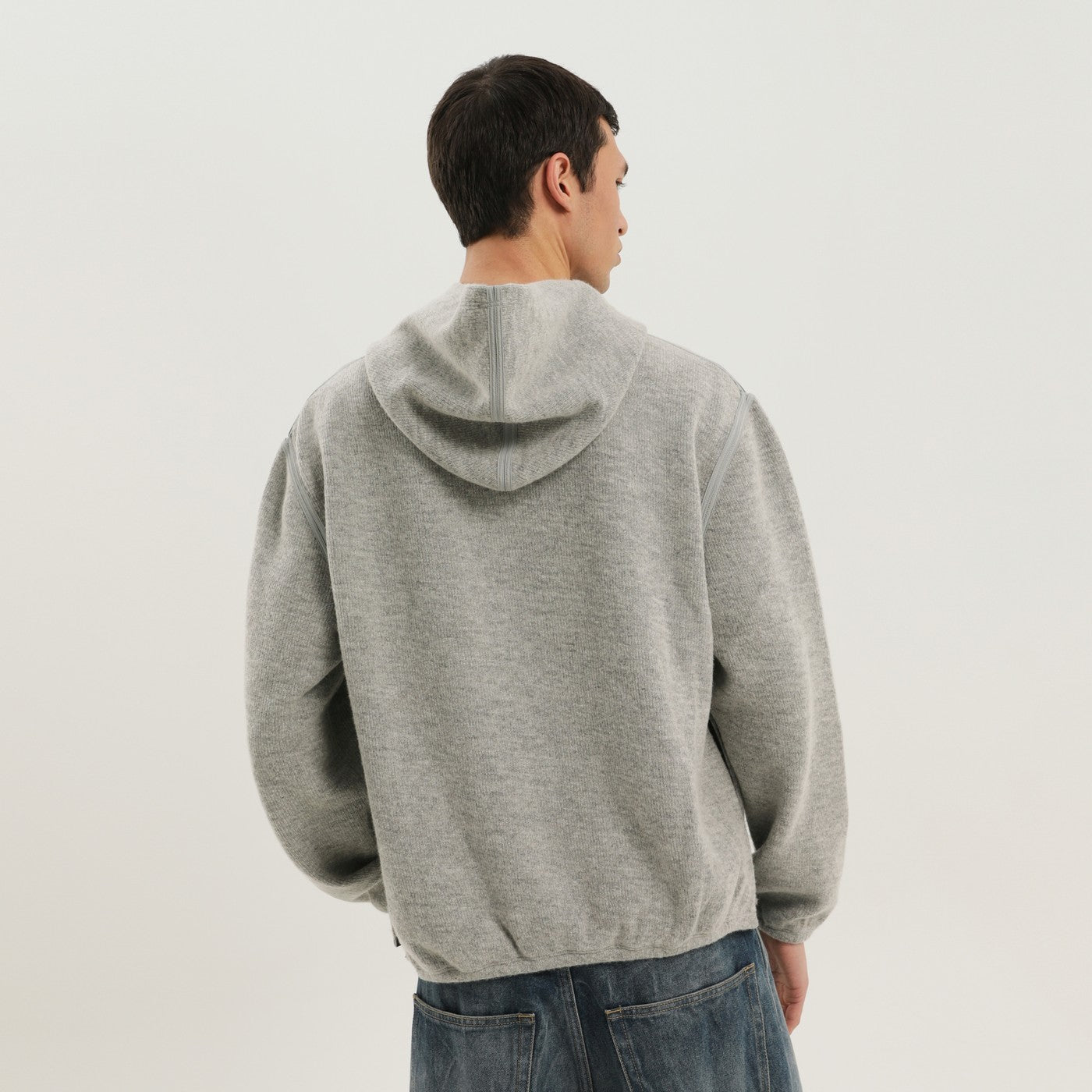 Gray knitted hoodie
