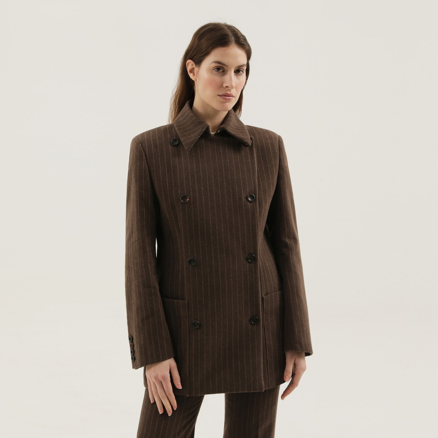Blazer croisé marron à rayures