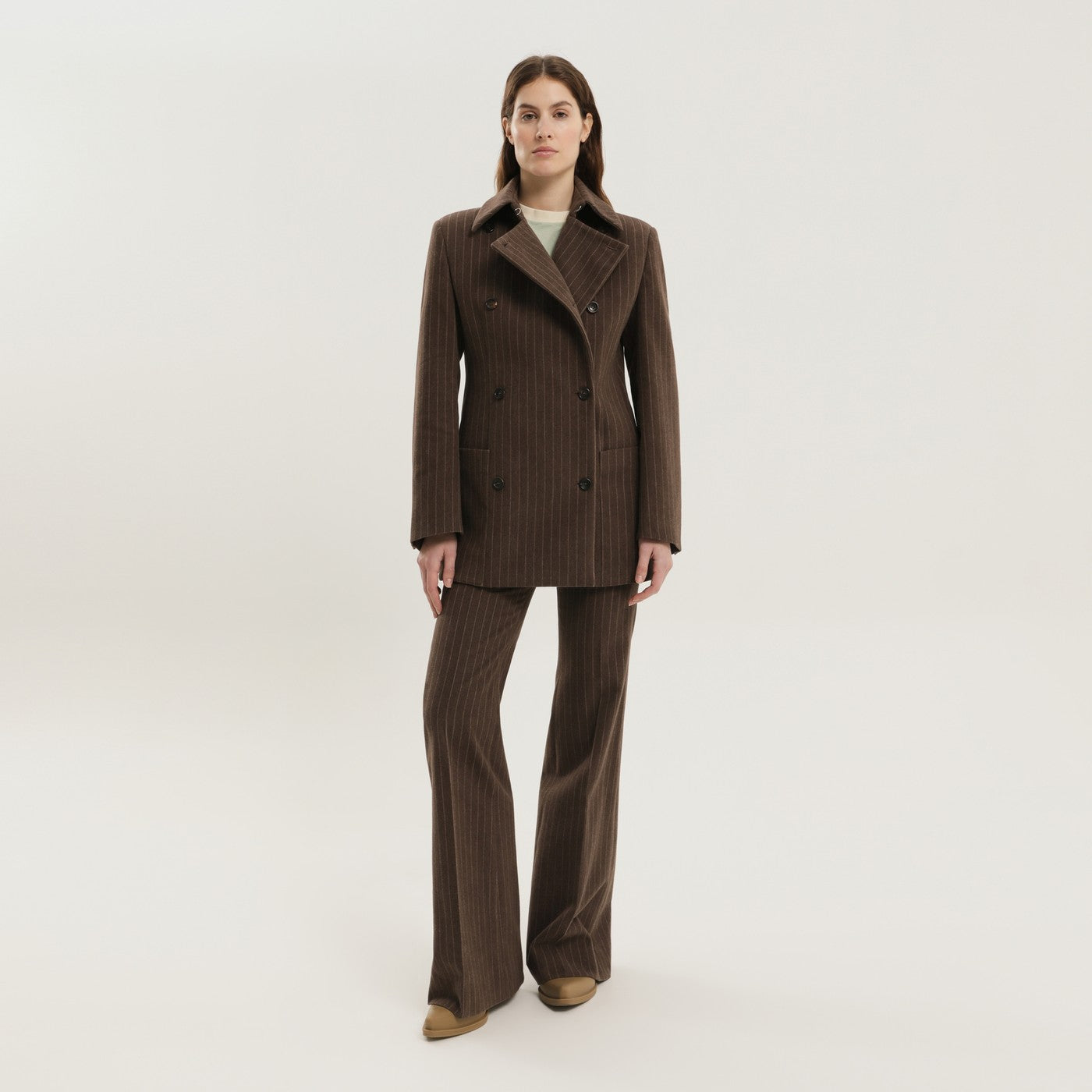 Blazer croisé marron à rayures