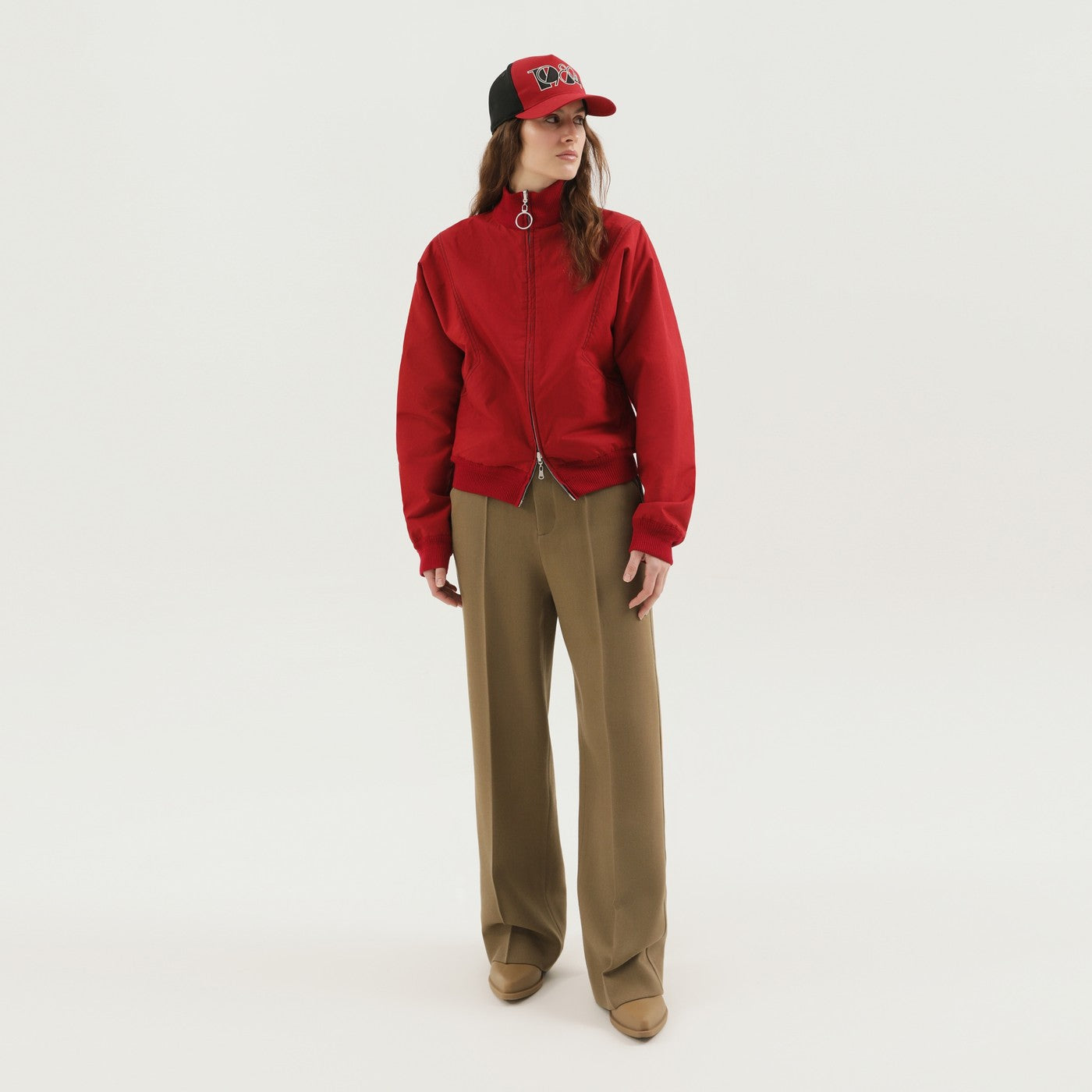 Pantalons droits en laine vert olive