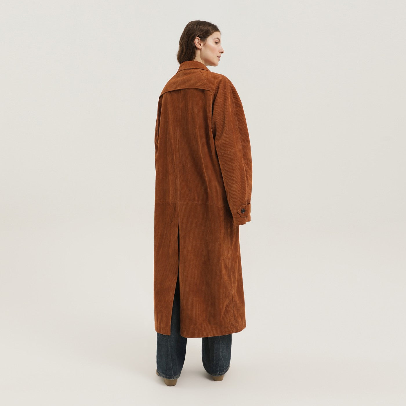 Brown corduroy leather Mackintosh coat