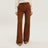 Corduroy flared leather pants