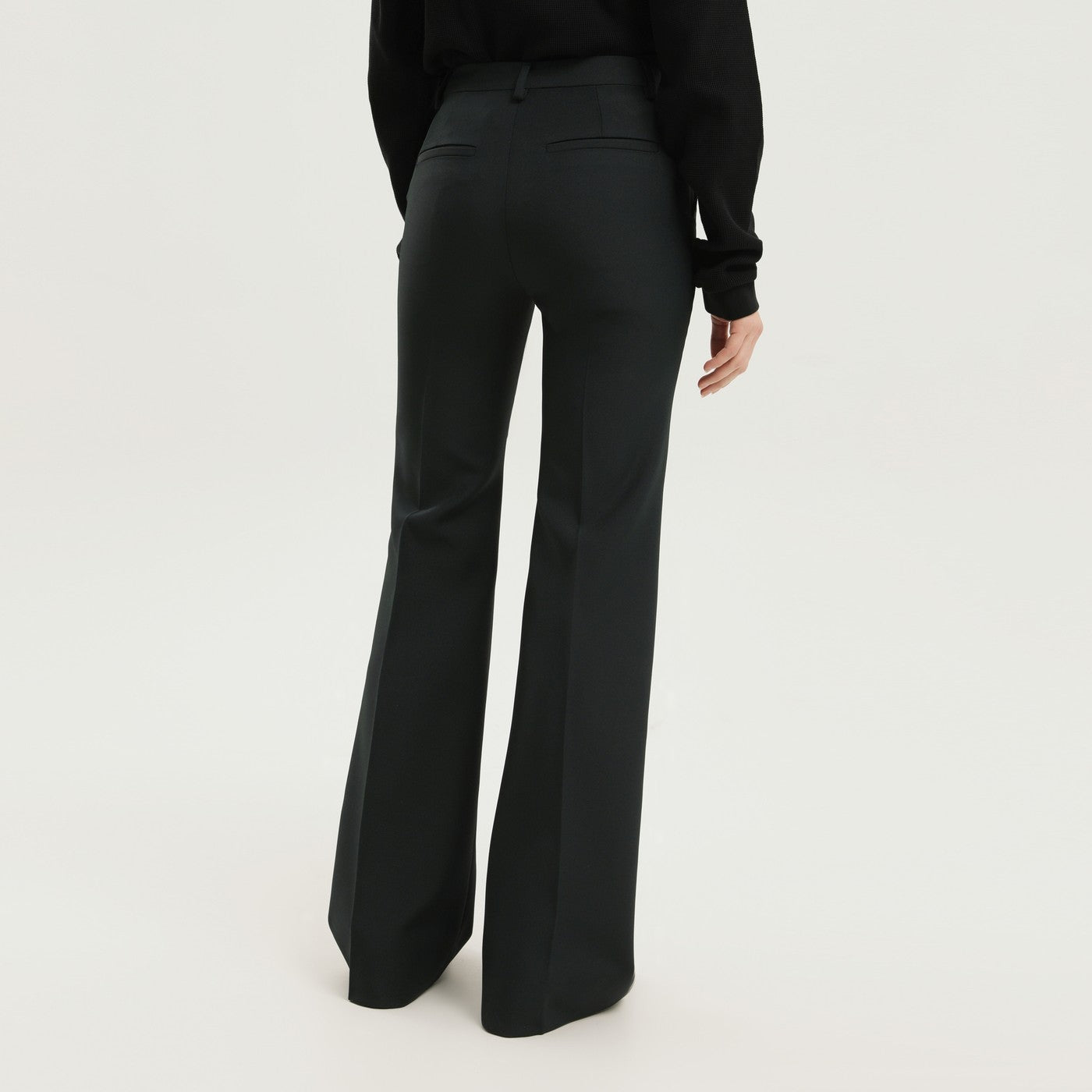 Pantalons évasés taille haute vert foncé