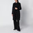 Manteau croisé noir en laine