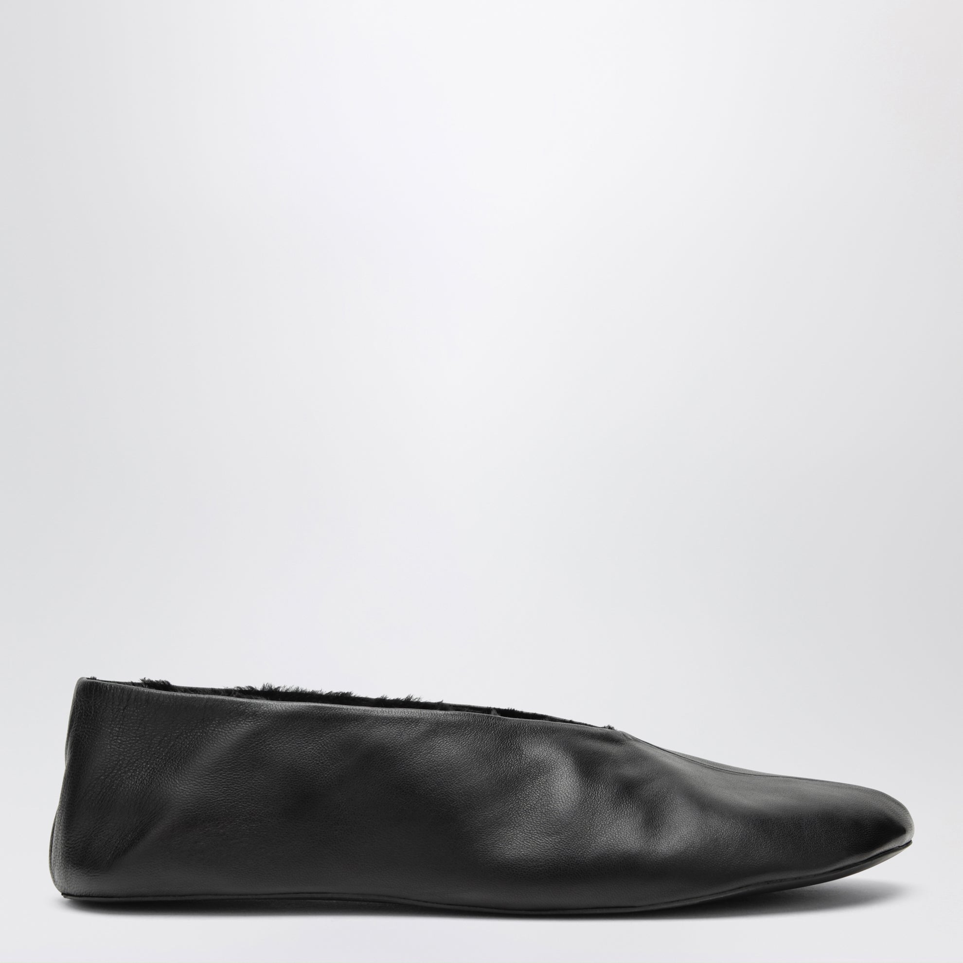 Schwarze Stella Ballerinas aus Leder und Shearling