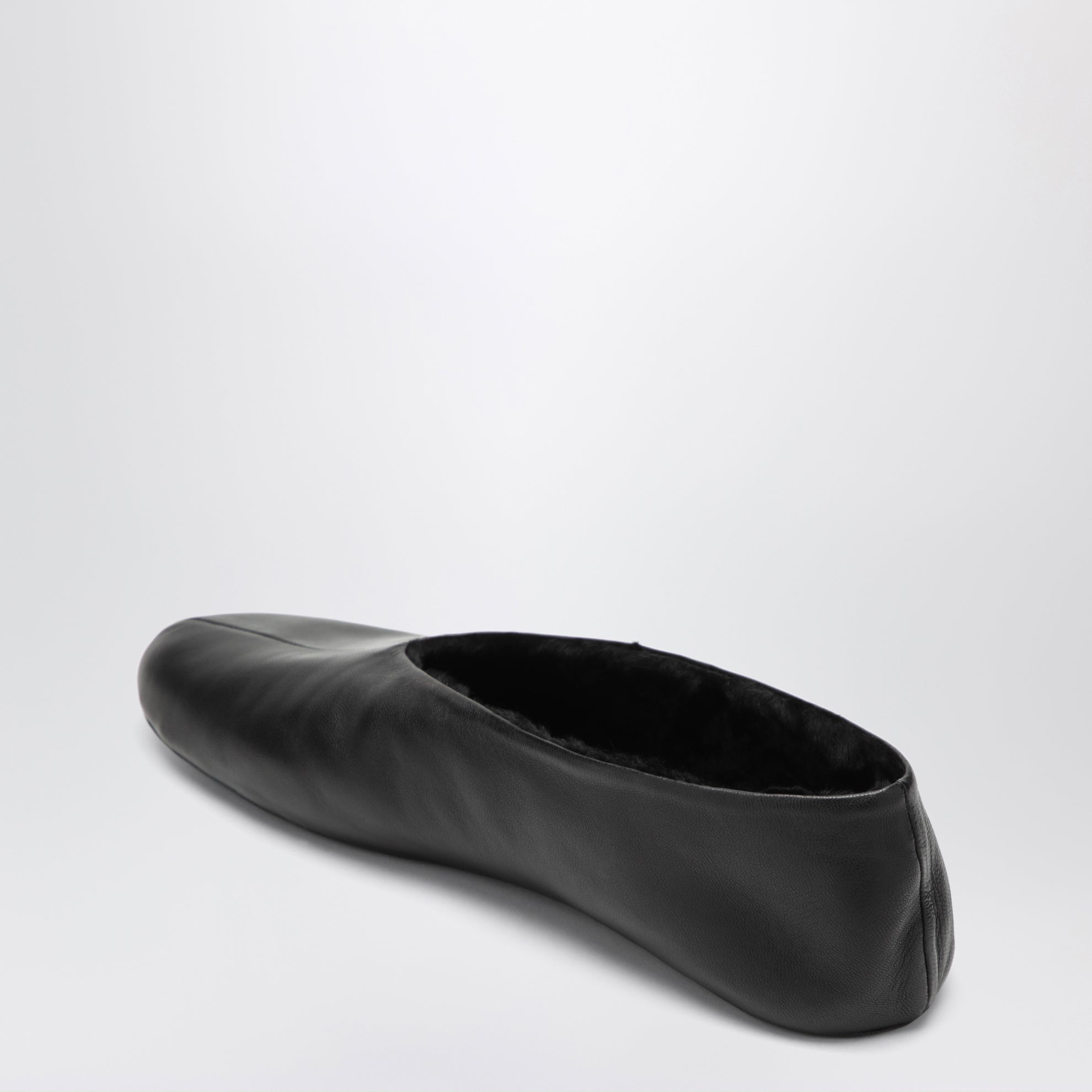 Schwarze Stella Ballerinas aus Leder und Shearling
