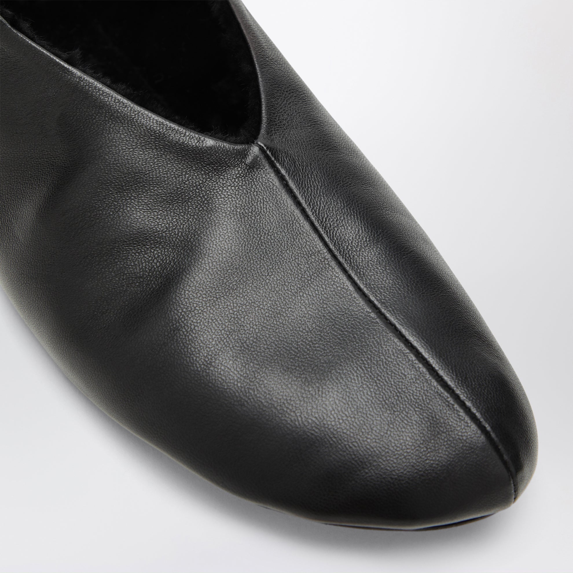 Schwarze Stella Ballerinas aus Leder und Shearling