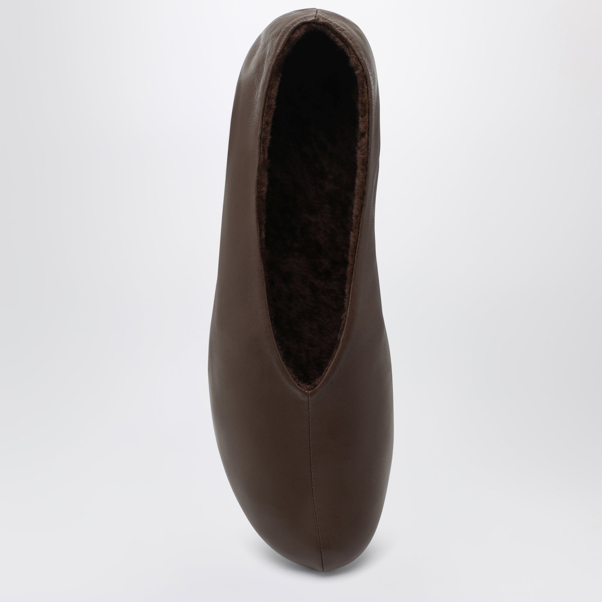 Slipper Stella marroni in pelle e shearling