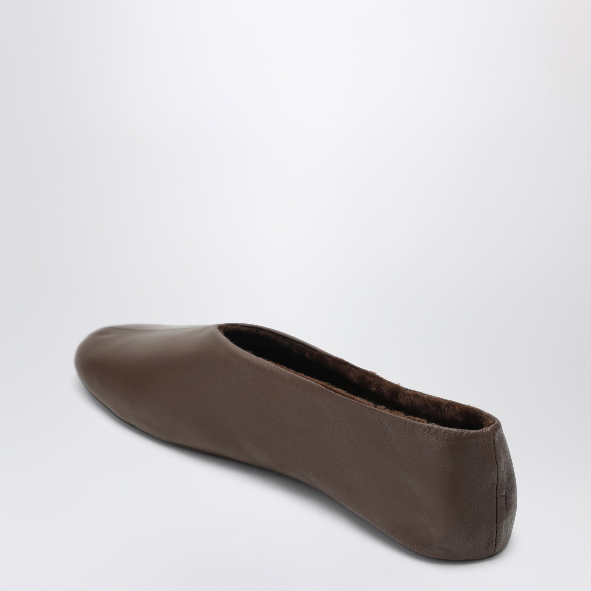 Slipper Stella marroni in pelle e shearling
