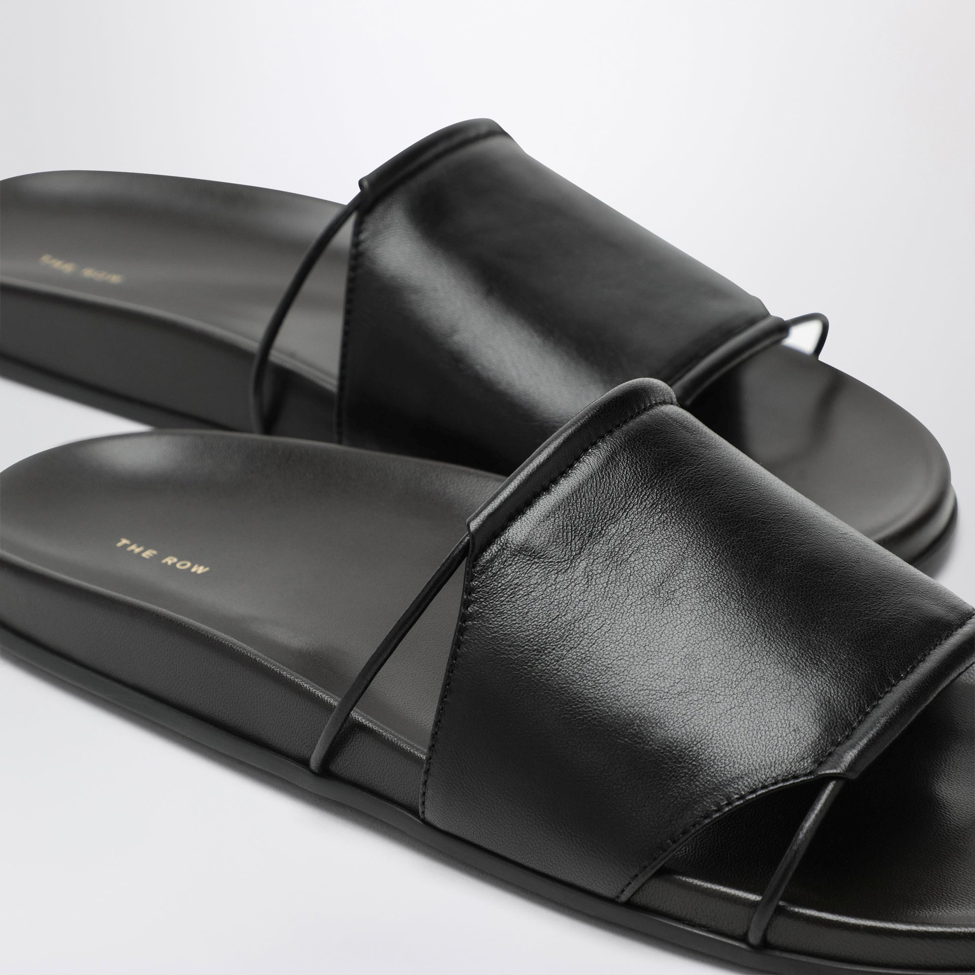 Vivienne Slide Sandalen aus schwarzem Nappaleder