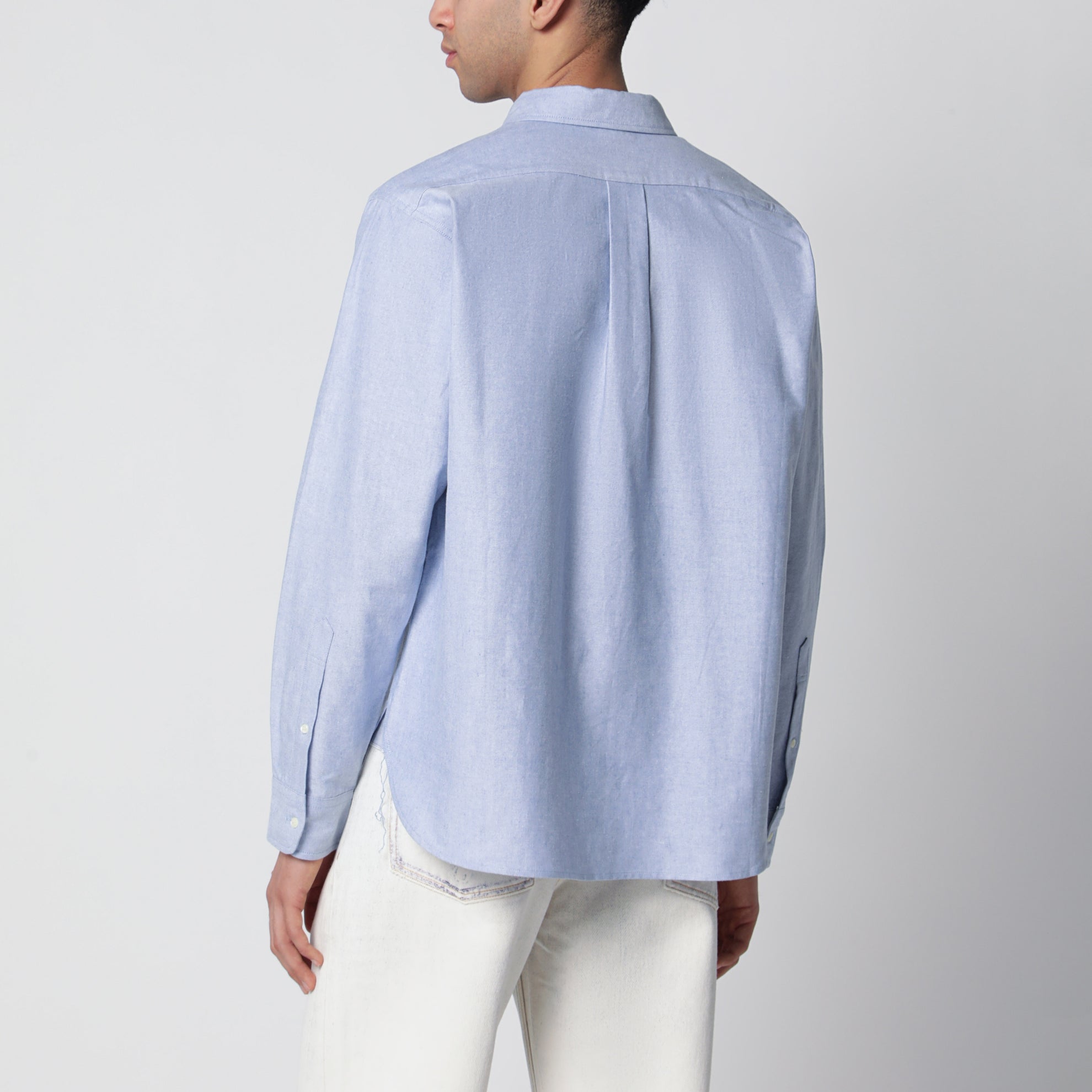 Chemise boutonnée bleu clair en coton