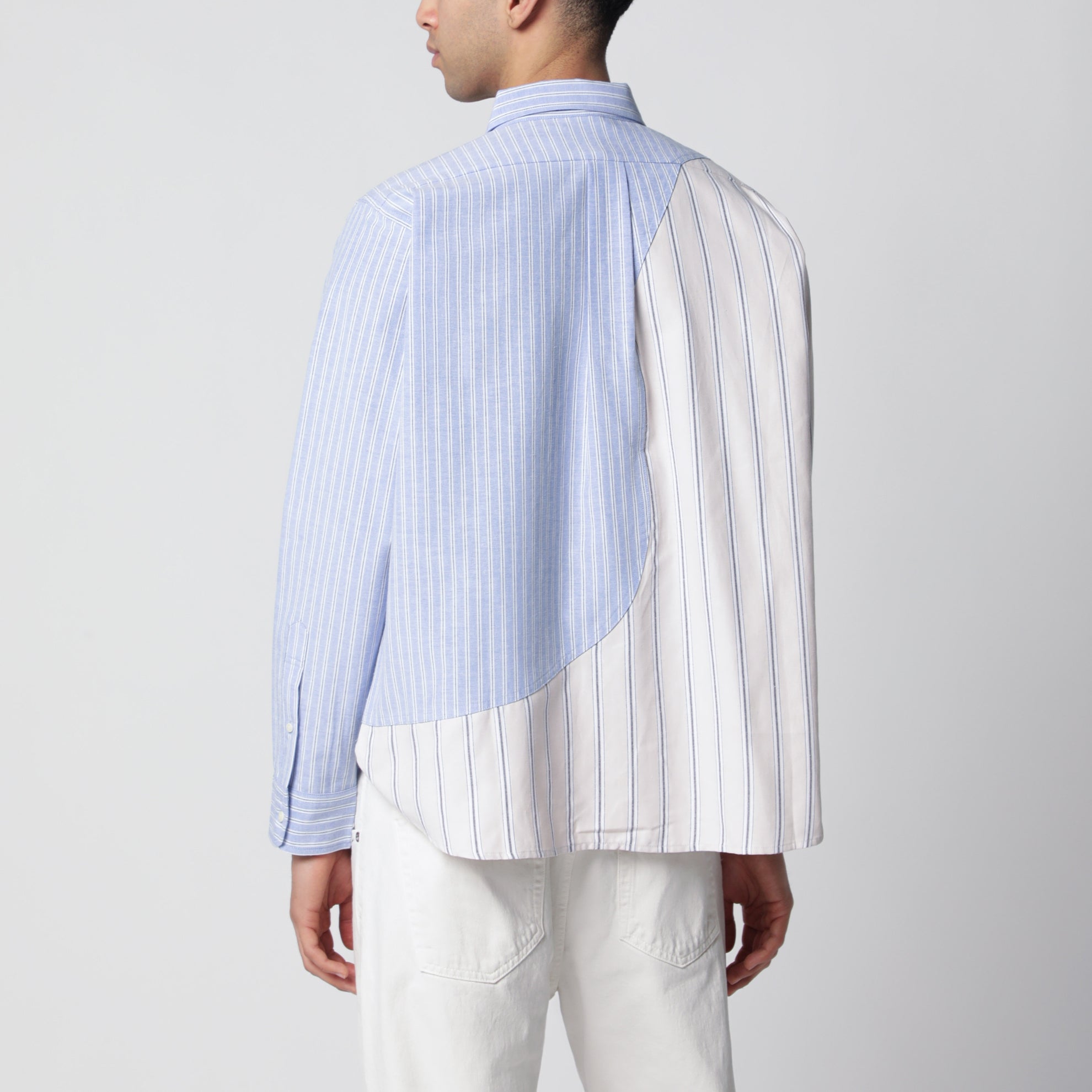 Camicia color-block a righe in cotone