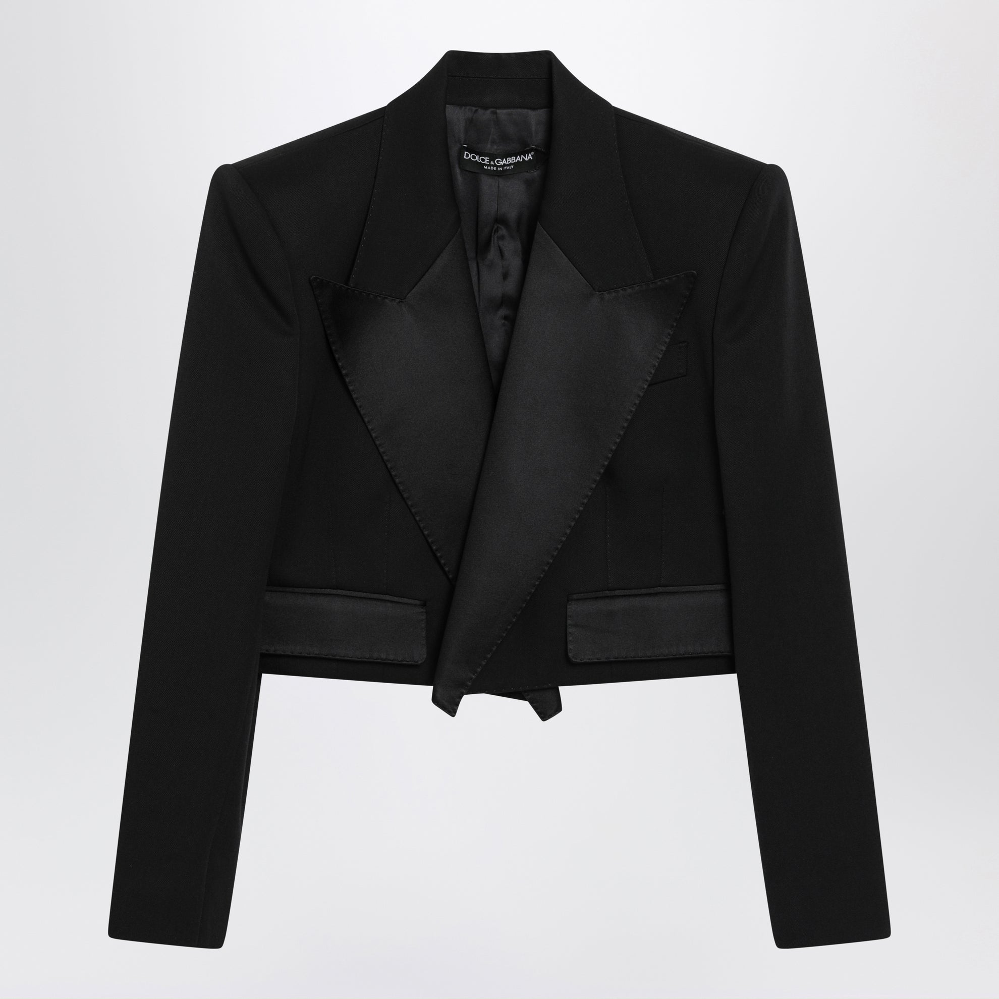 Black wool gabardine spencer tuxedo