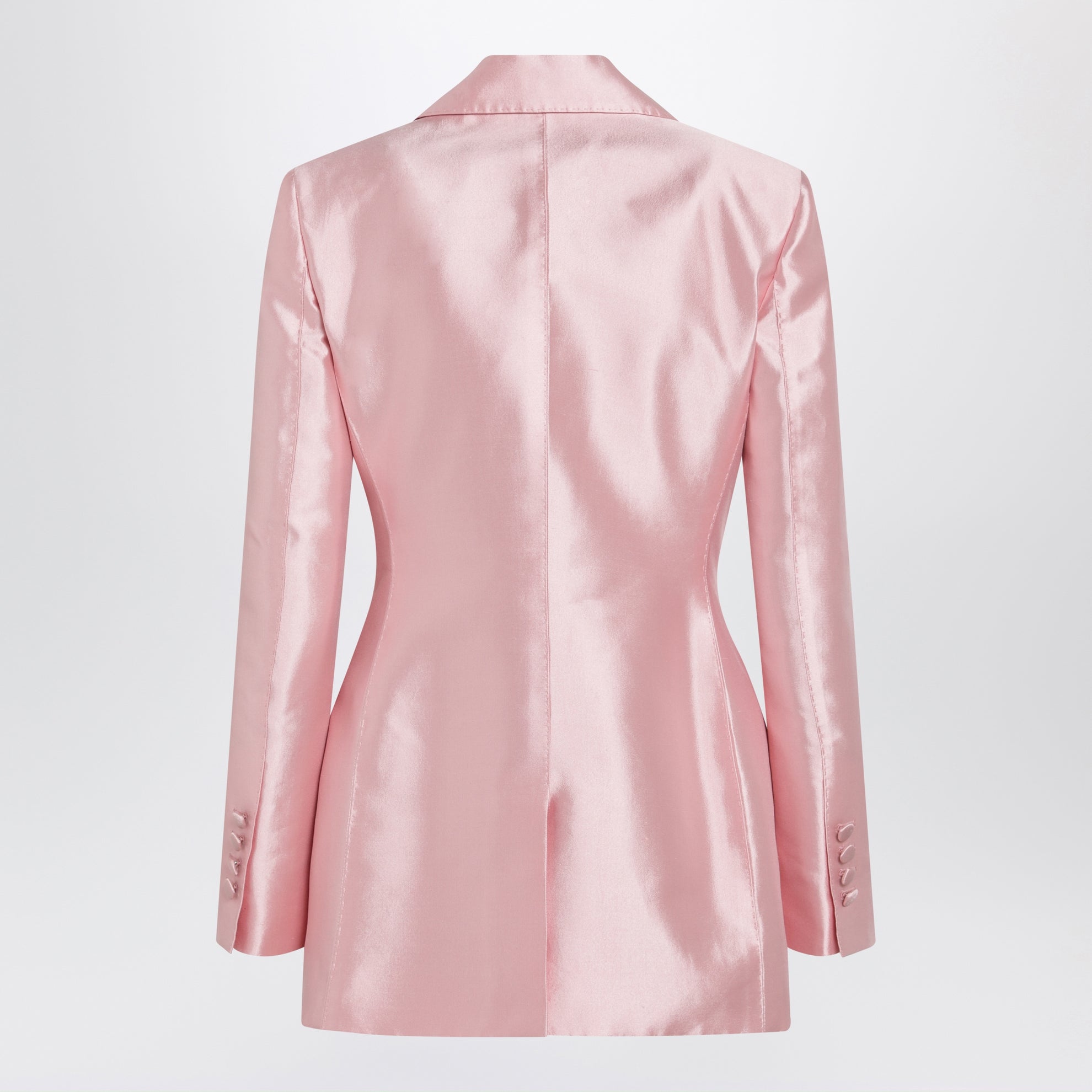 Giacca monopetto in shantung di seta rosa confetto