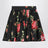 Short cotton skirt with Bouquet Rose print, black