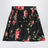 Short cotton skirt with Bouquet Rose print, black