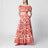 Long Maiolica-print cotton poplin skirt in orange