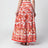 Long Maiolica-print cotton poplin skirt in orange
