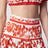 Long Maiolica-print cotton poplin skirt in orange