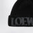 Black wool beanie with logo embroidery