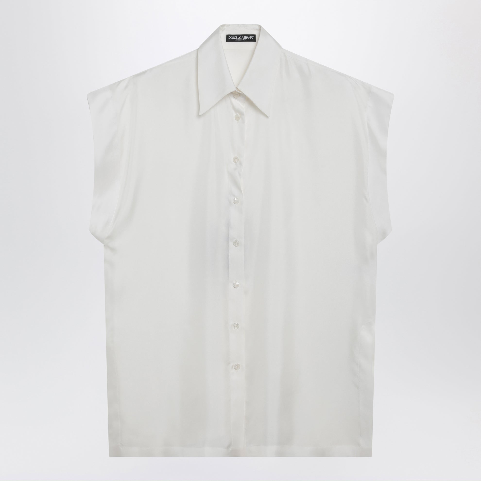 Camicia in twill di seta bianco naturale