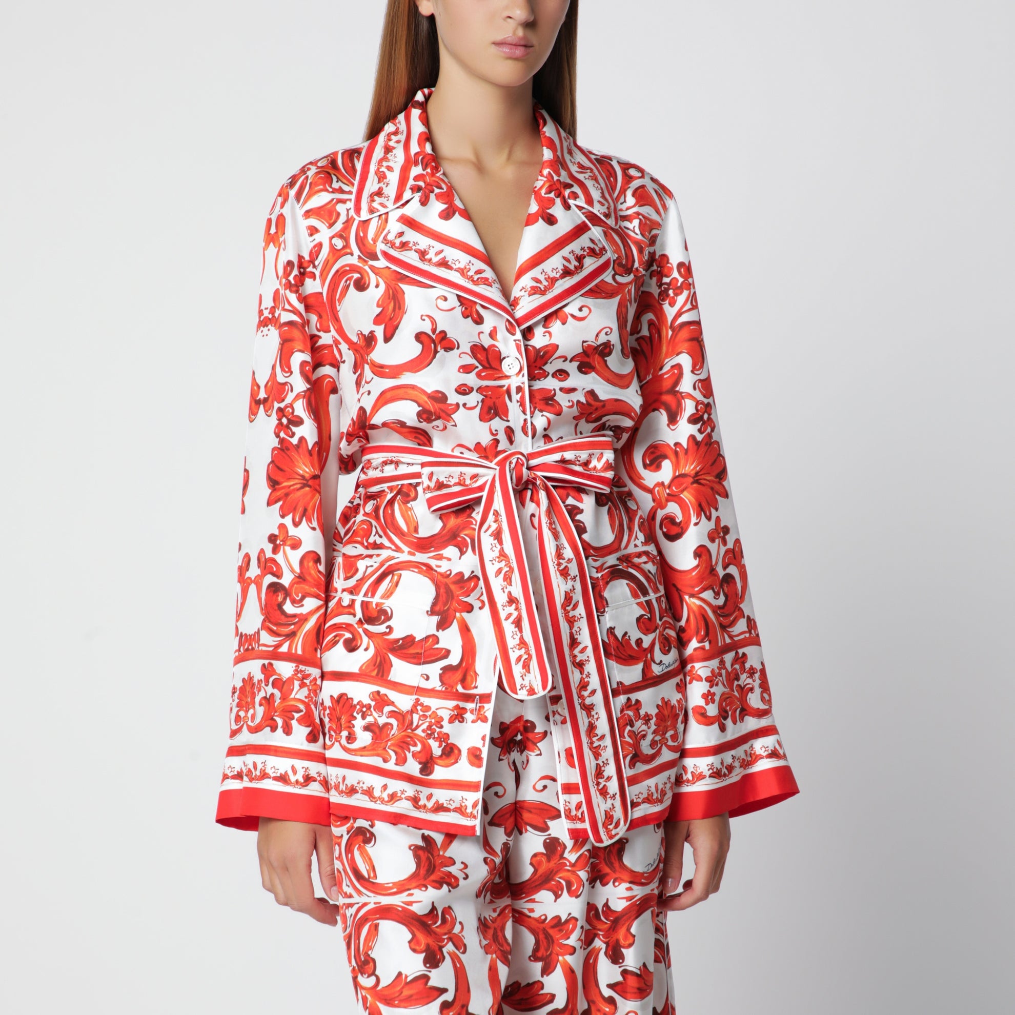 Vanity shirt in silk with majolica print, multicolor