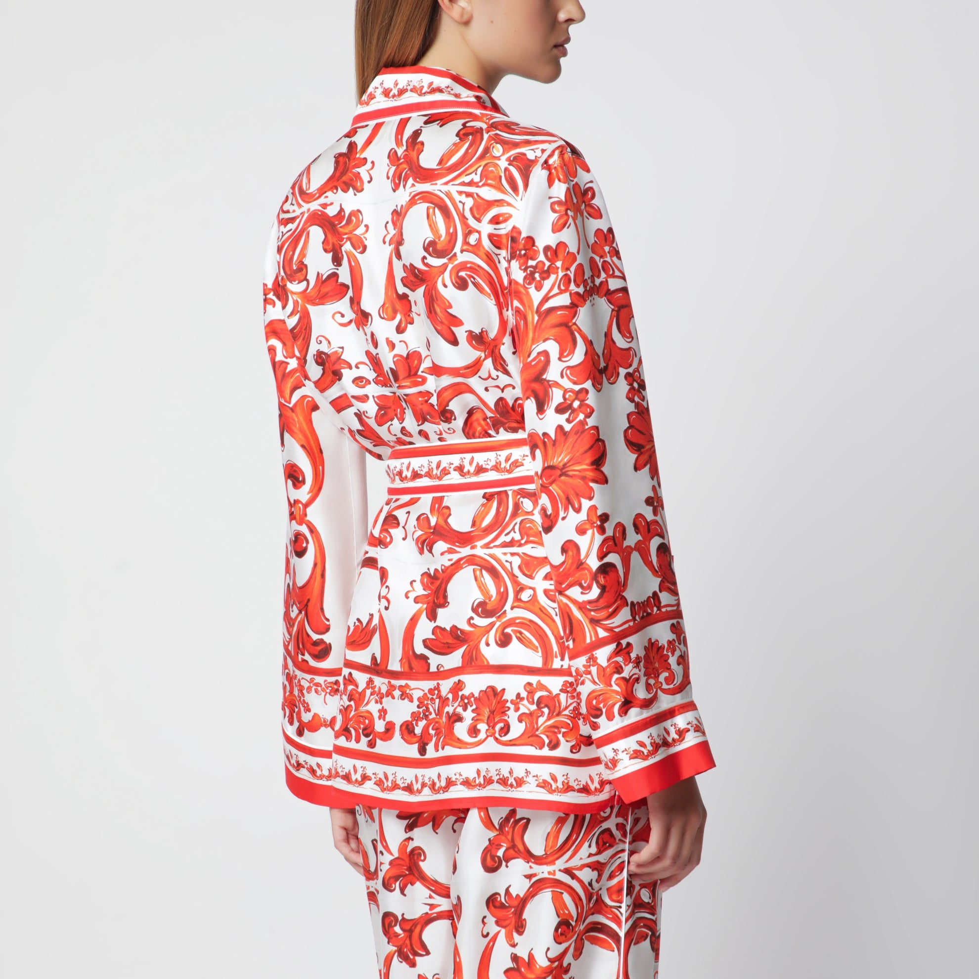 Vanity shirt in silk with majolica print, multicolor