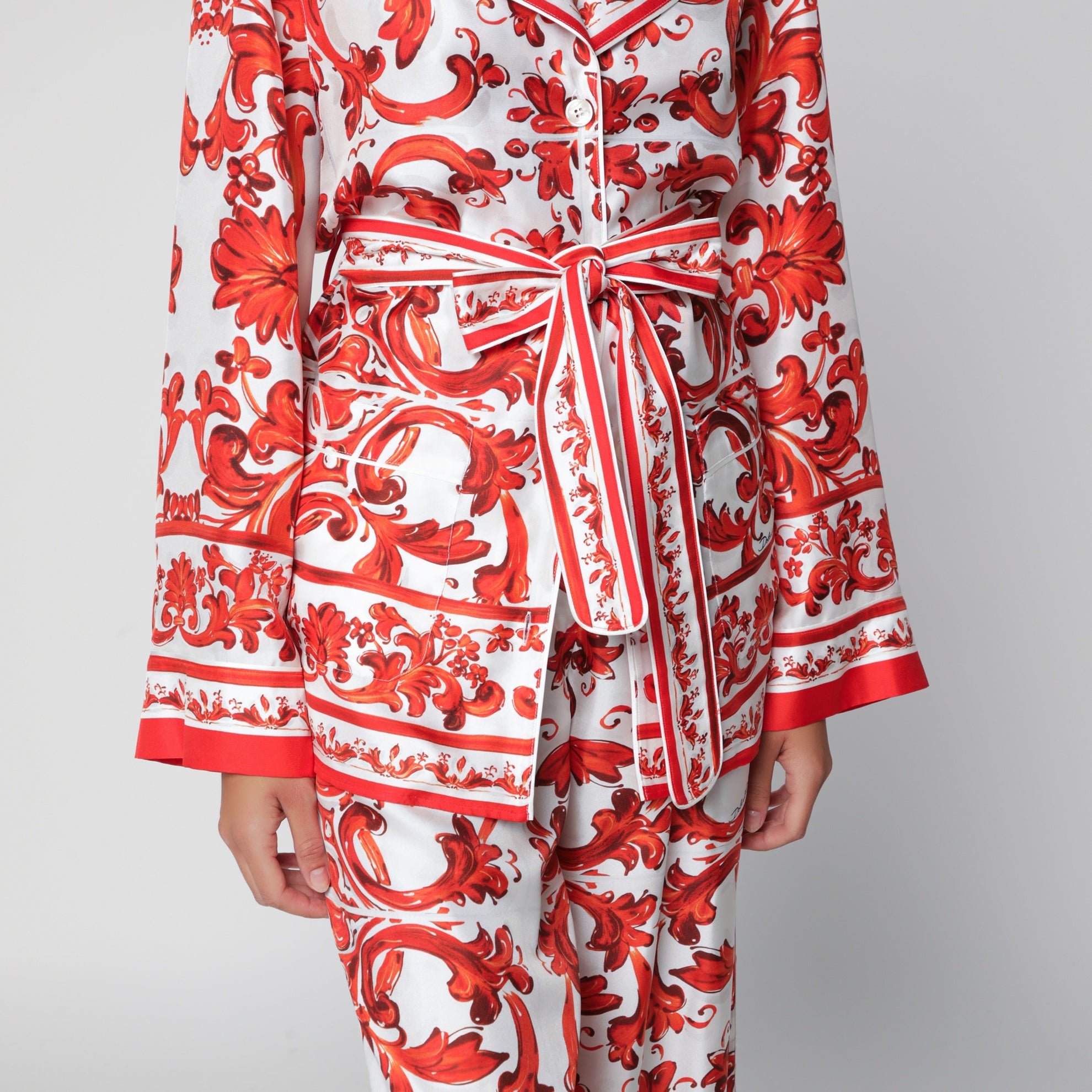 Vanity shirt in silk with majolica print, multicolor