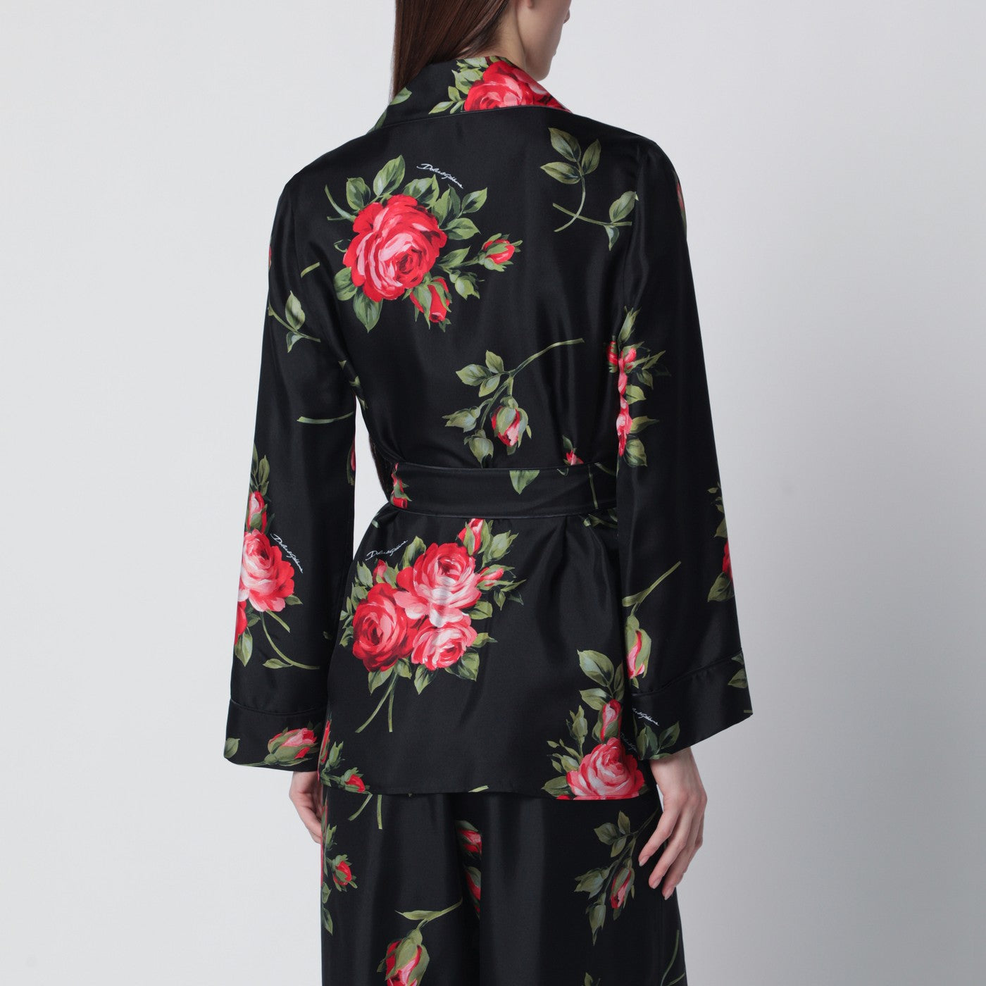 Black Vanity shirt with Bouquet rose print