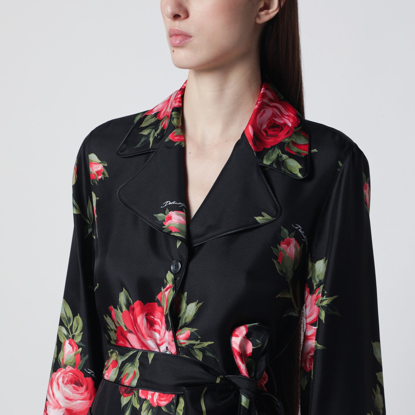 Black Vanity shirt with Bouquet rose print