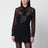 Schwarze Seidenchiffonbluse mit Schleife