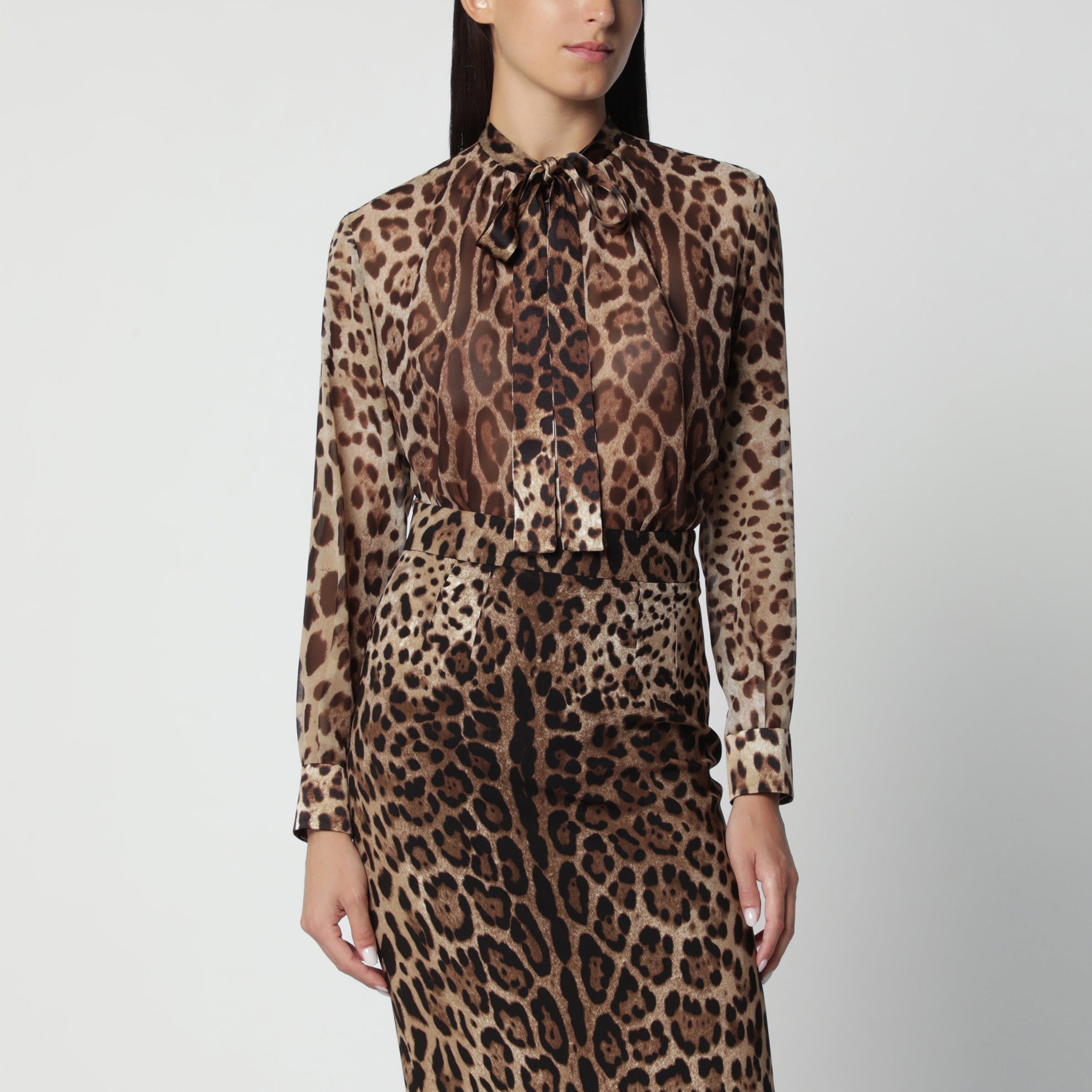Leopard-print silk georgette shirt