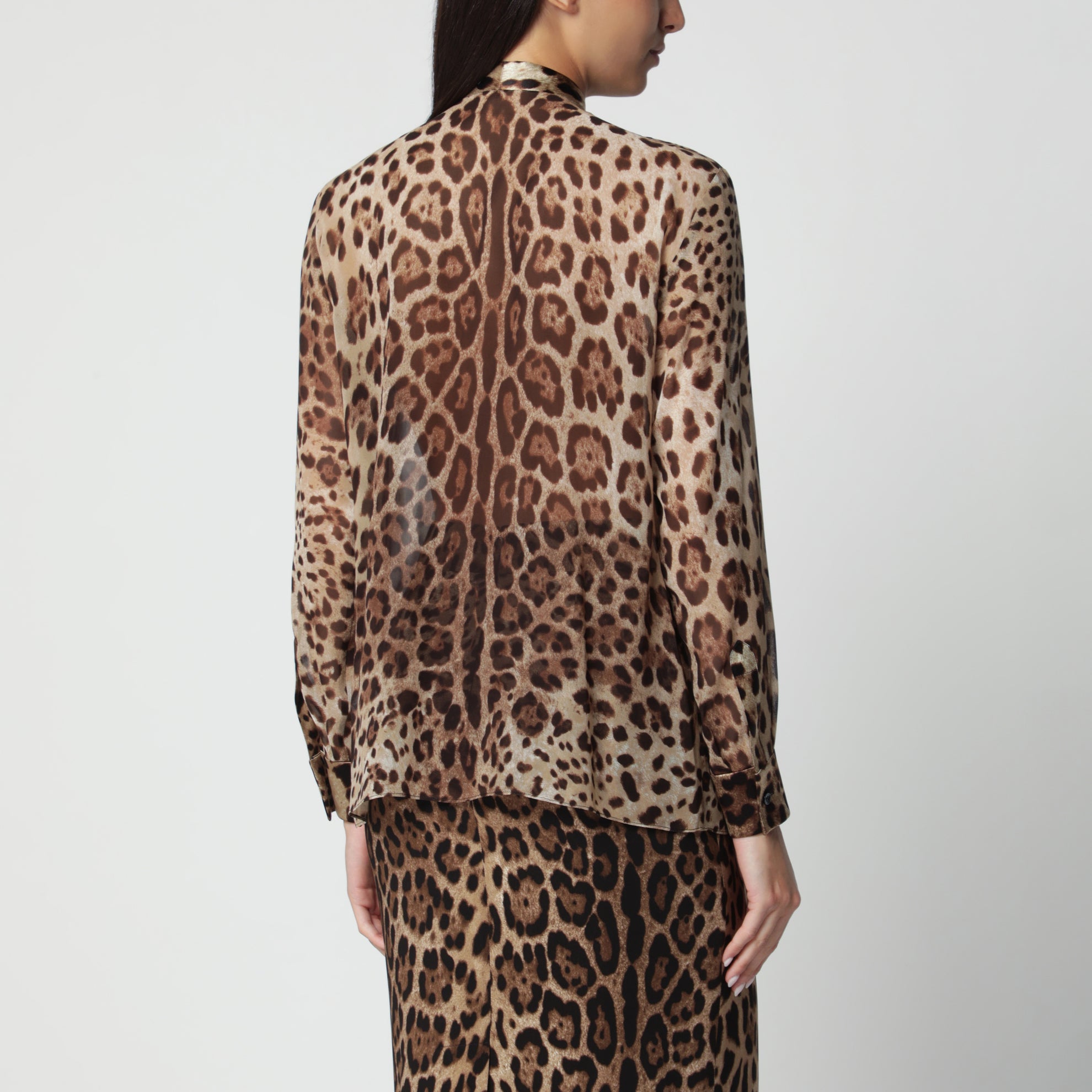 Leopard-print silk georgette shirt