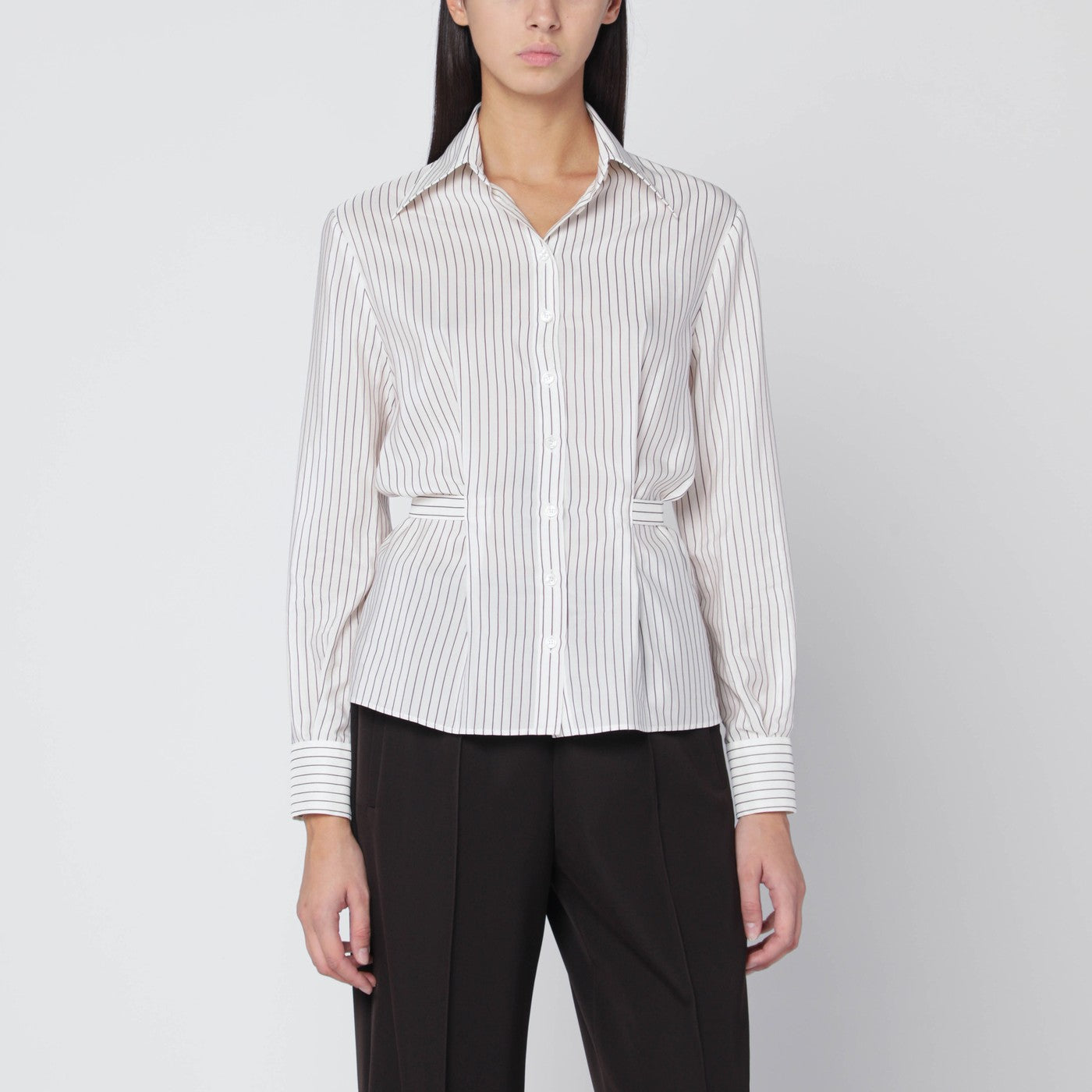 White pinstriped shirt in silk and cotton