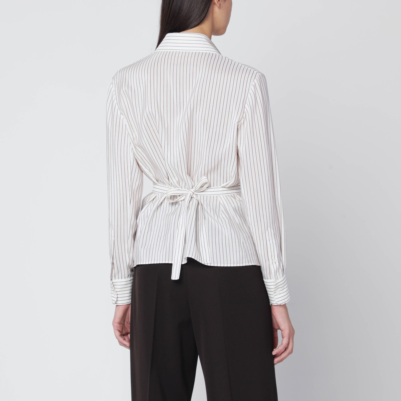 White pinstriped shirt in silk and cotton