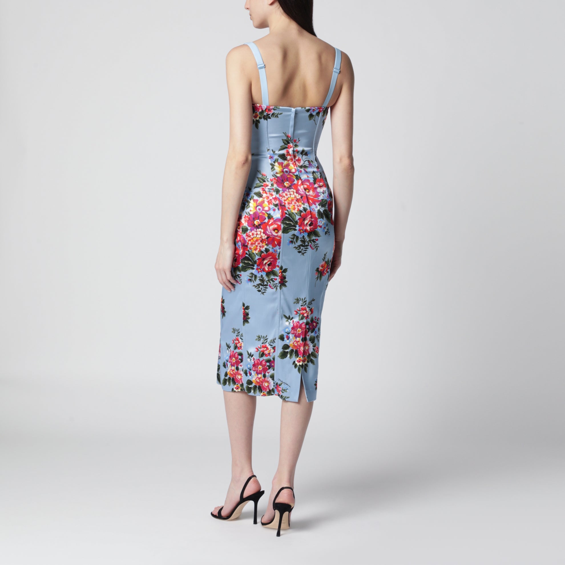 Midi dress in twill with floral print