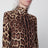 Long leopard-print dress in silk blend